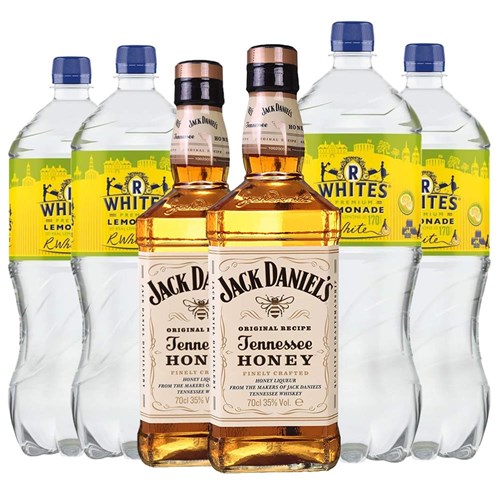 Case of 6 with Jack Daniels Honey Whiskey and R. White’s Lemonade | Spirit & Mixer Set
